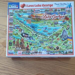 New sealed White Mountain Lake George Puzzle - Blue, Green & Red